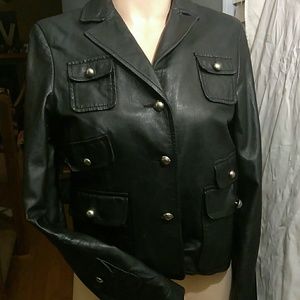BCBGMAXAZRIA military style leather jacket Small